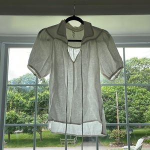 ANTHROPOLOGIE LINEN PEASANT BLOUSE